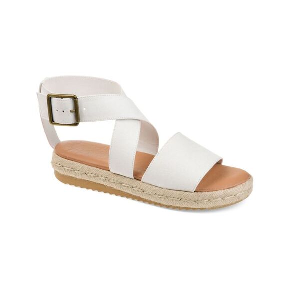JOURNEE COLLECTION Shoes - JOURNEE COLLECTION Womens White Strappy Trinity Round Toe Espadrille Shoes 6.5 M